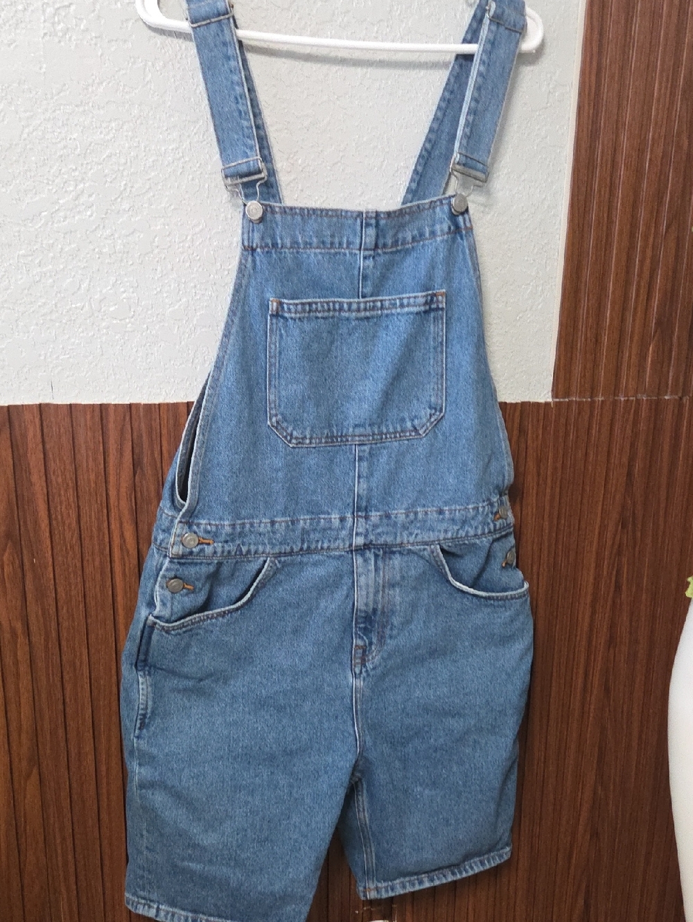 Classic Blue Denim Short Overalls Men Size 32
